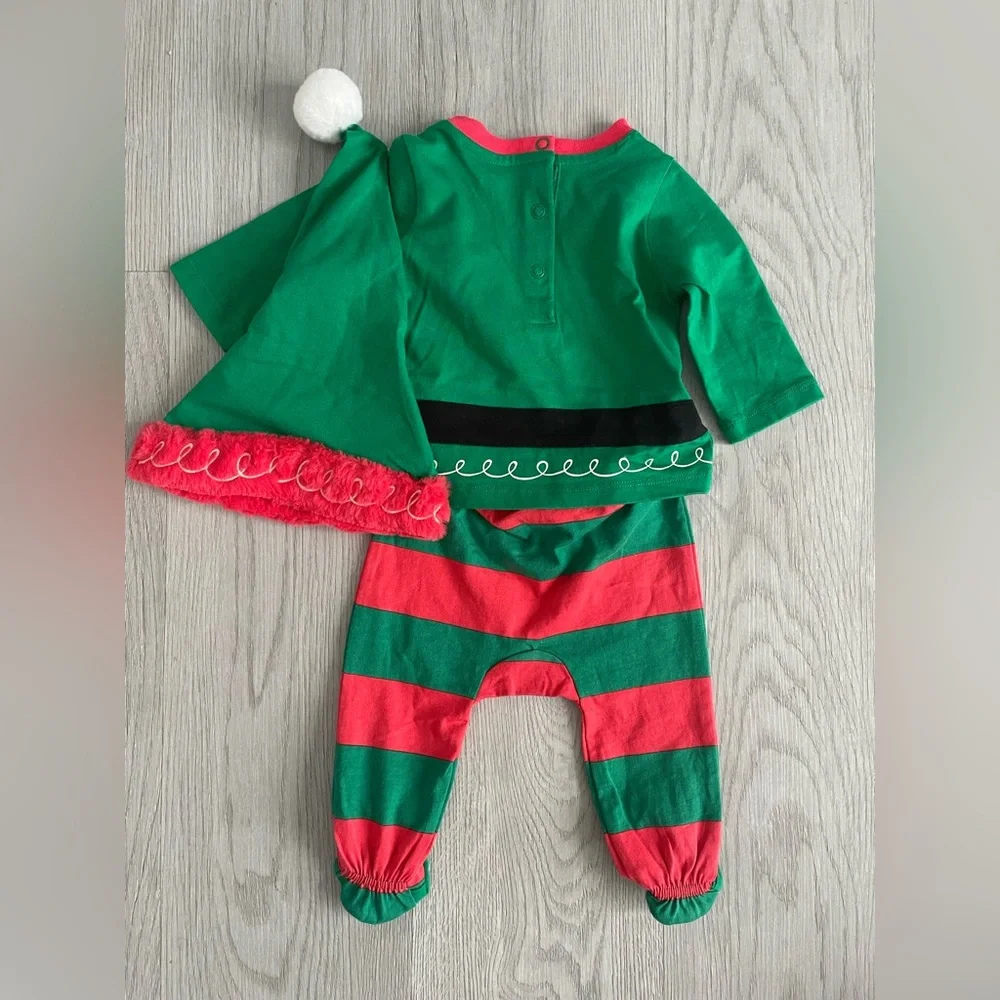 NEW Walt Disney Parks Infant & Toddler Mickey Mouse Elf‎ Pajamas w/ Ears Hat